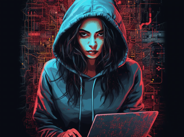 Latina in hacker hoody